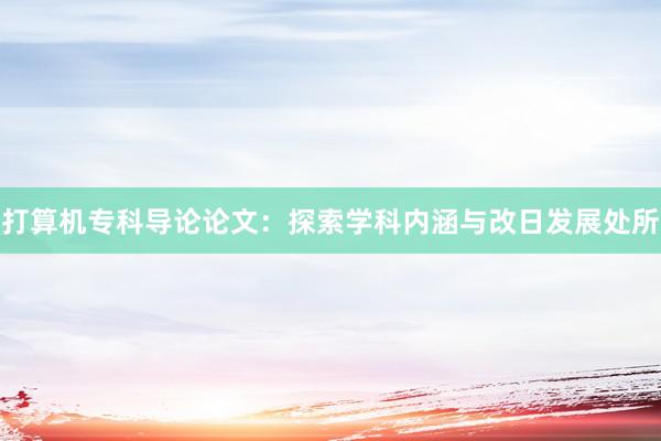 打算机专科导论论文：探索学科内涵与改日发展处所