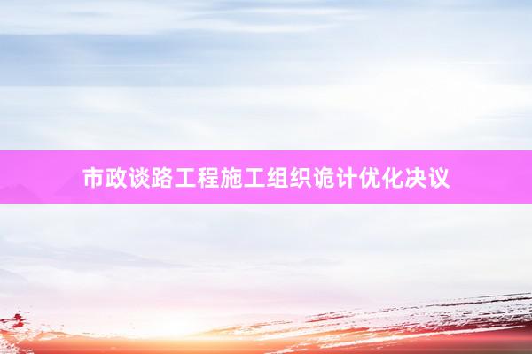 市政谈路工程施工组织诡计优化决议
